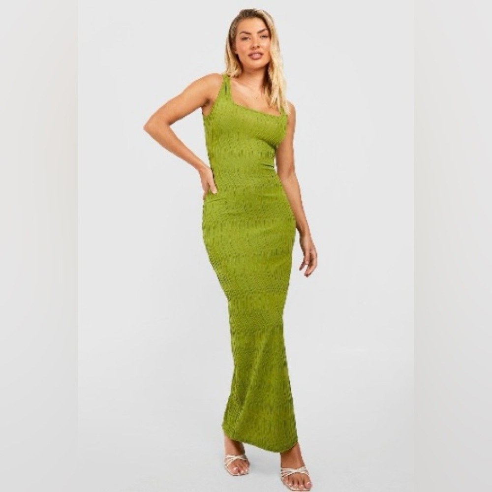 Boohoo Green Asymmetrical Sequin Bodycon Dress